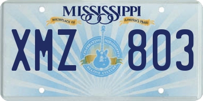 MS license plate XMZ803