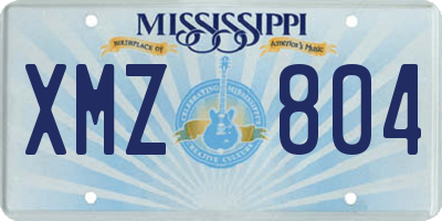 MS license plate XMZ804