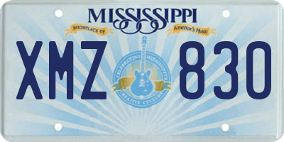 MS license plate XMZ830