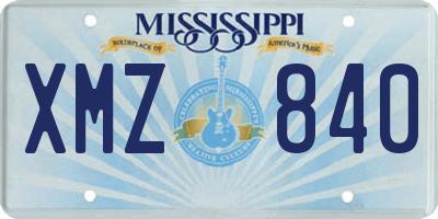 MS license plate XMZ840