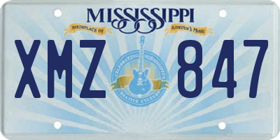 MS license plate XMZ847
