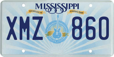 MS license plate XMZ860