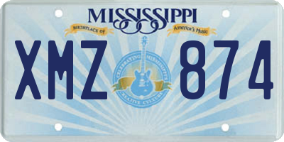 MS license plate XMZ874