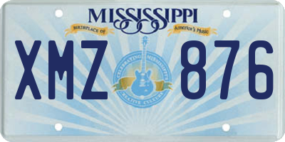 MS license plate XMZ876