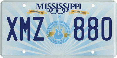 MS license plate XMZ880