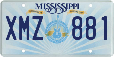 MS license plate XMZ881