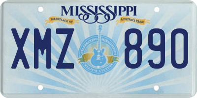 MS license plate XMZ890