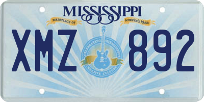 MS license plate XMZ892