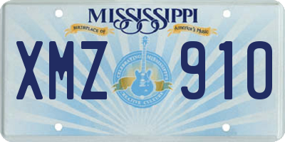 MS license plate XMZ910