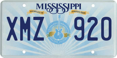 MS license plate XMZ920