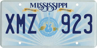 MS license plate XMZ923