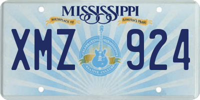 MS license plate XMZ924