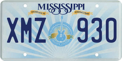 MS license plate XMZ930
