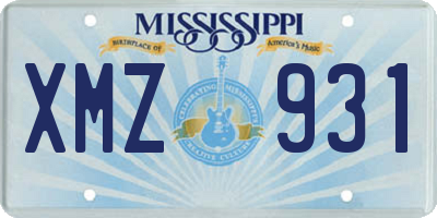 MS license plate XMZ931