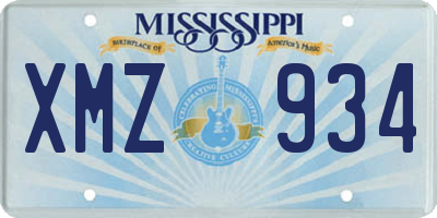 MS license plate XMZ934