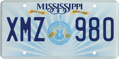 MS license plate XMZ980