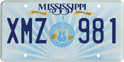 MS license plate XMZ981