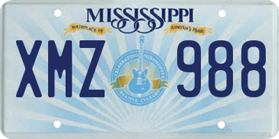 MS license plate XMZ988