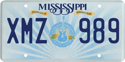 MS license plate XMZ989