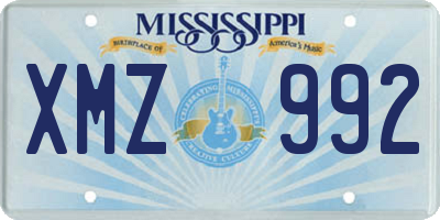 MS license plate XMZ992