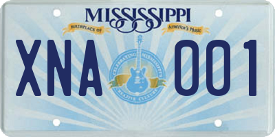 MS license plate XNA001