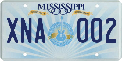 MS license plate XNA002