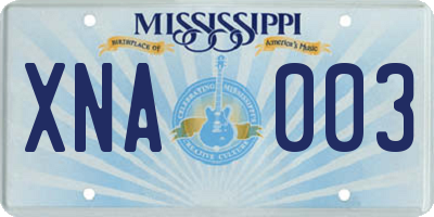 MS license plate XNA003
