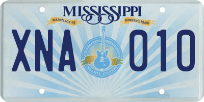 MS license plate XNA010