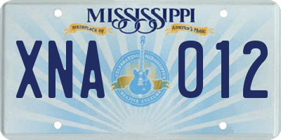 MS license plate XNA012