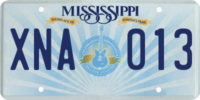 MS license plate XNA013