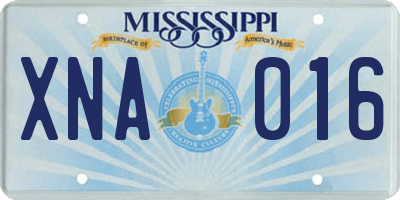 MS license plate XNA016