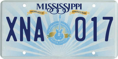 MS license plate XNA017