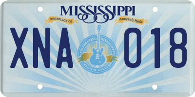 MS license plate XNA018
