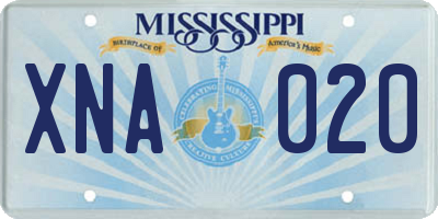 MS license plate XNA020