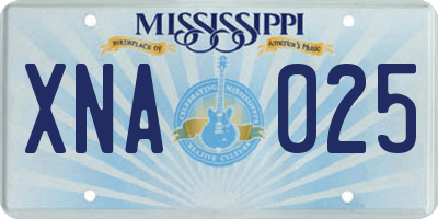 MS license plate XNA025