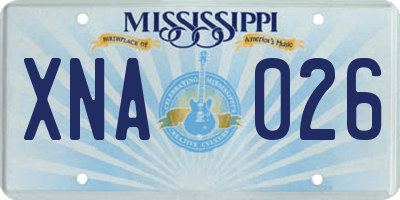 MS license plate XNA026
