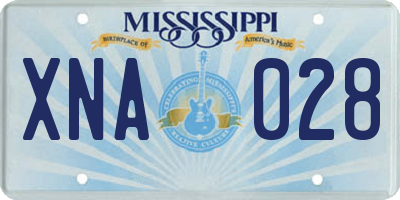 MS license plate XNA028