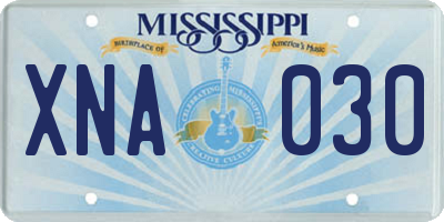 MS license plate XNA030