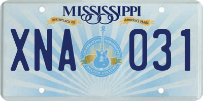 MS license plate XNA031