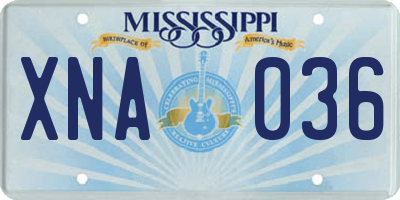 MS license plate XNA036