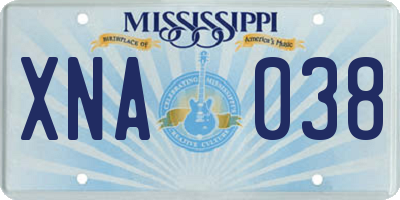 MS license plate XNA038