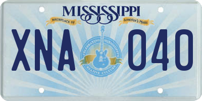 MS license plate XNA040