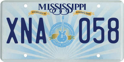 MS license plate XNA058