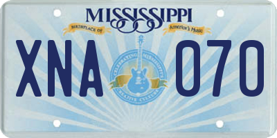 MS license plate XNA070