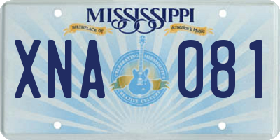 MS license plate XNA081