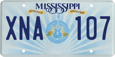 MS license plate XNA107
