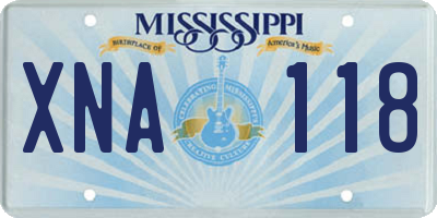 MS license plate XNA118
