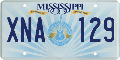 MS license plate XNA129