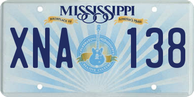 MS license plate XNA138