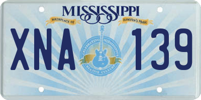 MS license plate XNA139